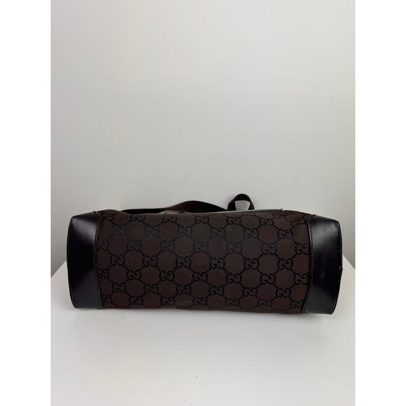 GUCCI 180449 502752 Handbag GG Sprem Logo Engraved Canvas Leather Tote Bag USED - Picture 11 of 16